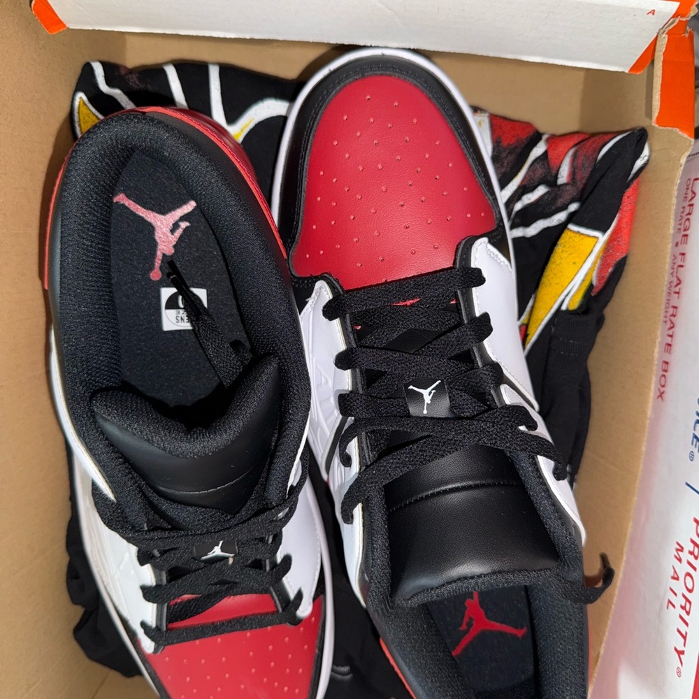 Jordan Red and White Athletic Shoes Classic Design